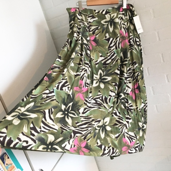 NWT Vintage Maxi Skirt Deadstock Blanchelle Zebra Tiger Tropical print lined 16 - Picture 16 of 16